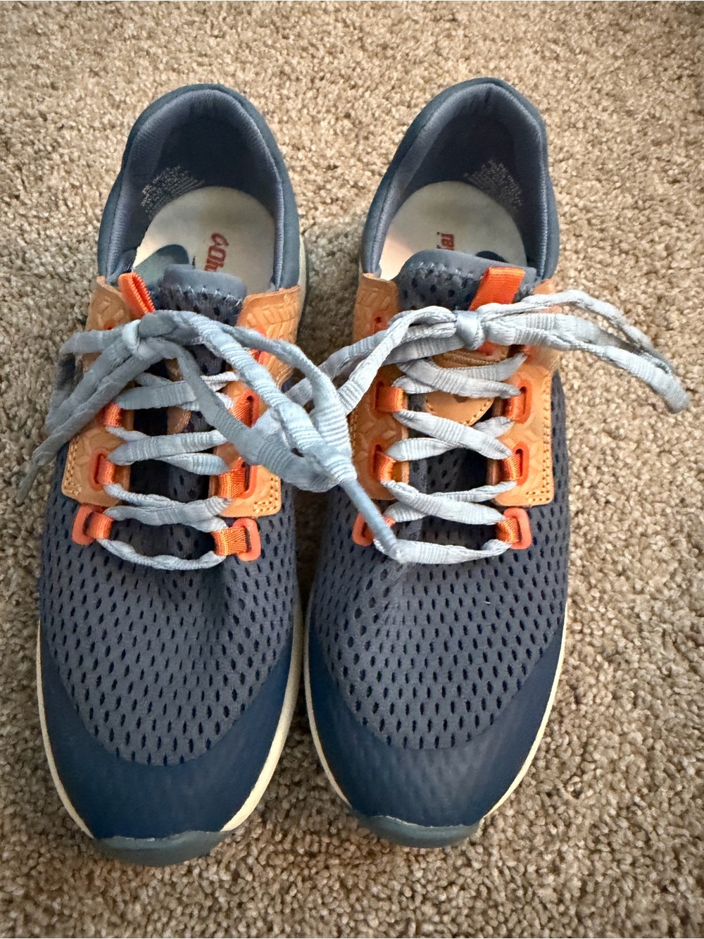 OluKai Womens Navy and Orange Lace-Up Performance Sneakers